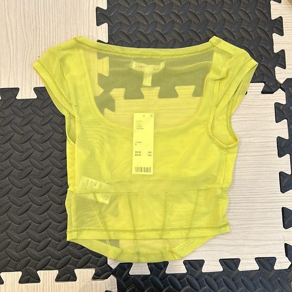 Urban Outfitters UO Nyla Mesh Light Neon Green Cropped Corset Top Size small NWT - Picture 11 of 12